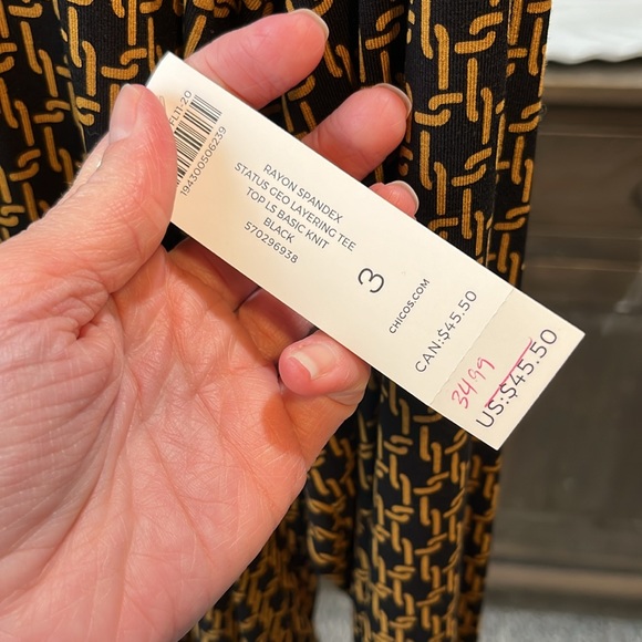 Chico’s size 3 black and gold blouse - Picture 2 of 5